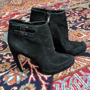 Sam Edelman Kit Bootie Women's Suede Heel, Black, Size 9, EUC!